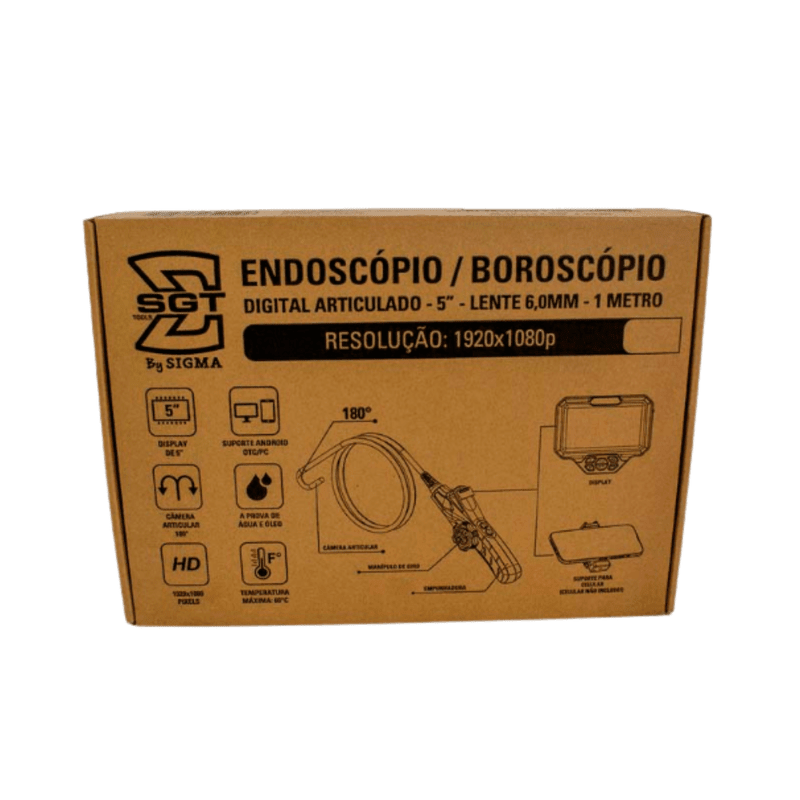 Endoscópio Boroscópio Digital Articulado 5 Pol SIGMA 0810020005 - ROGA Ferramentas