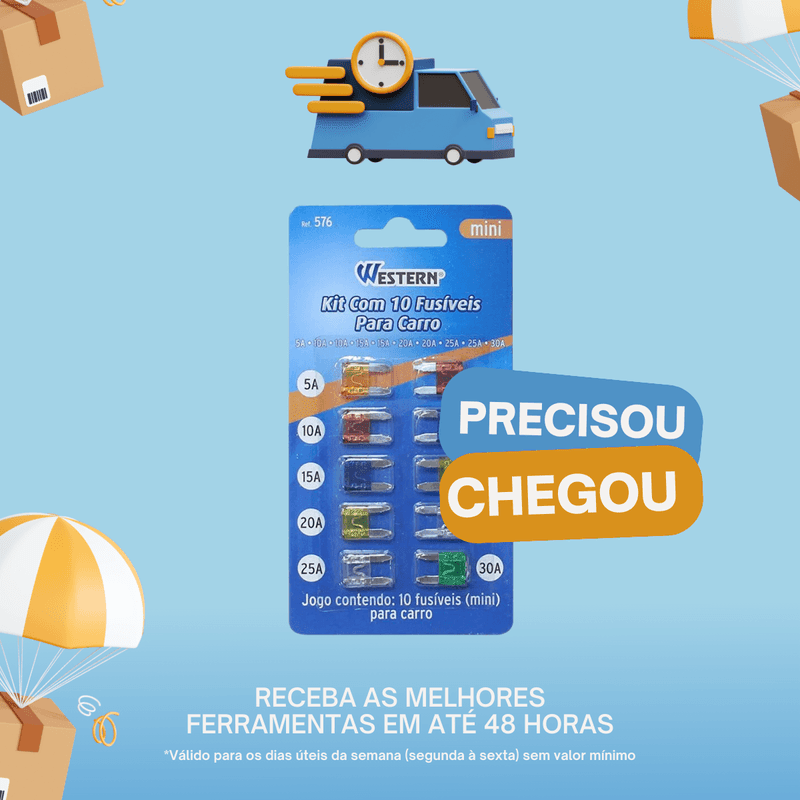 Kit de Fusíveis Automotivos 10 Peças WESTERN W576 - ROGA Ferramentas