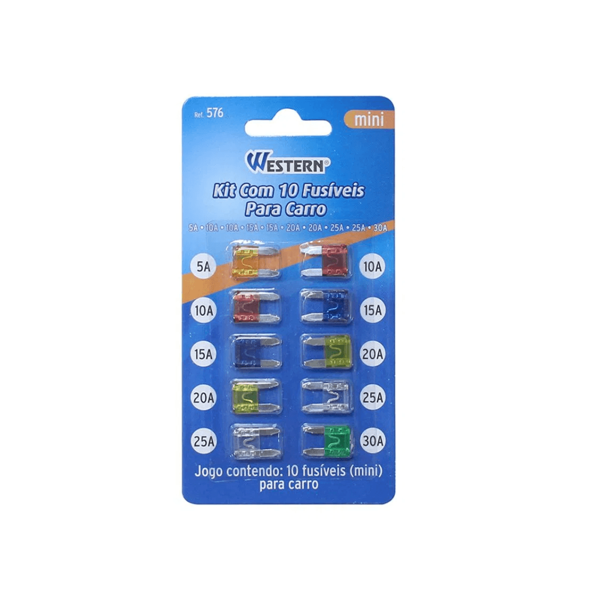 Kit de Fusíveis Automotivos 10 Peças WESTERN W576 - ROGA Ferramentas